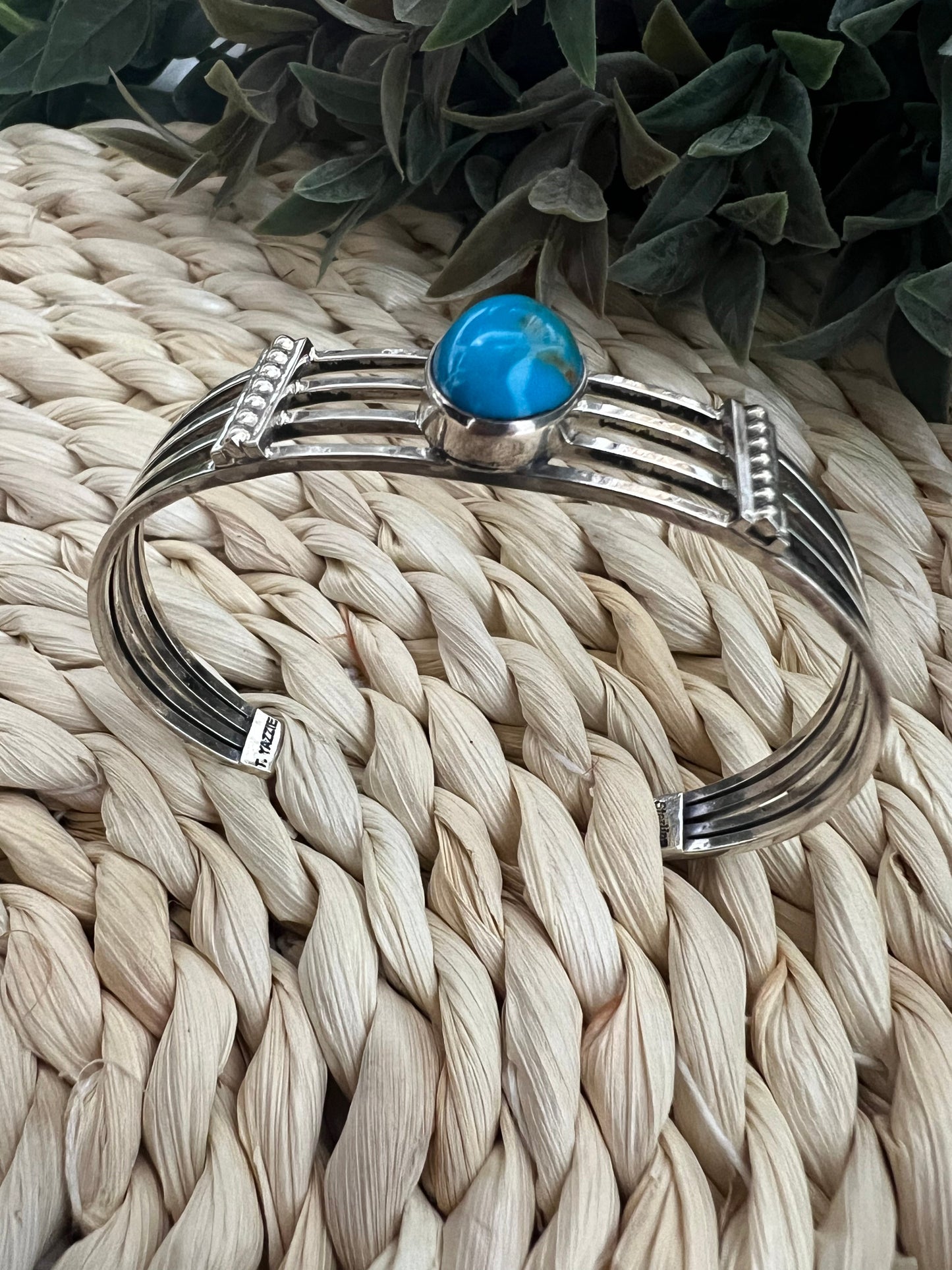 Tim Yazzie Navajo Artist Turquoise Bracelet in Sterling Silver