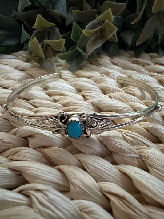 Navajo Turquoise & Mini Feather Bracelet