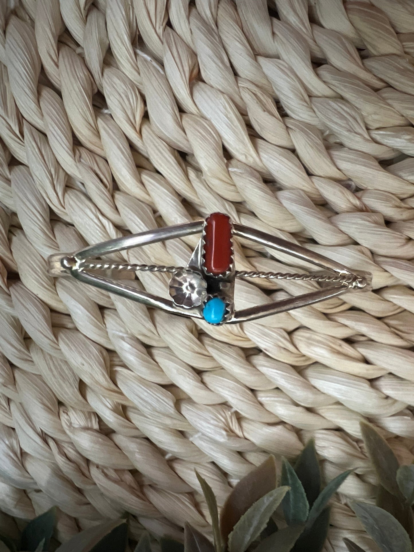 Navajo Turquoise and Coral Bracelet