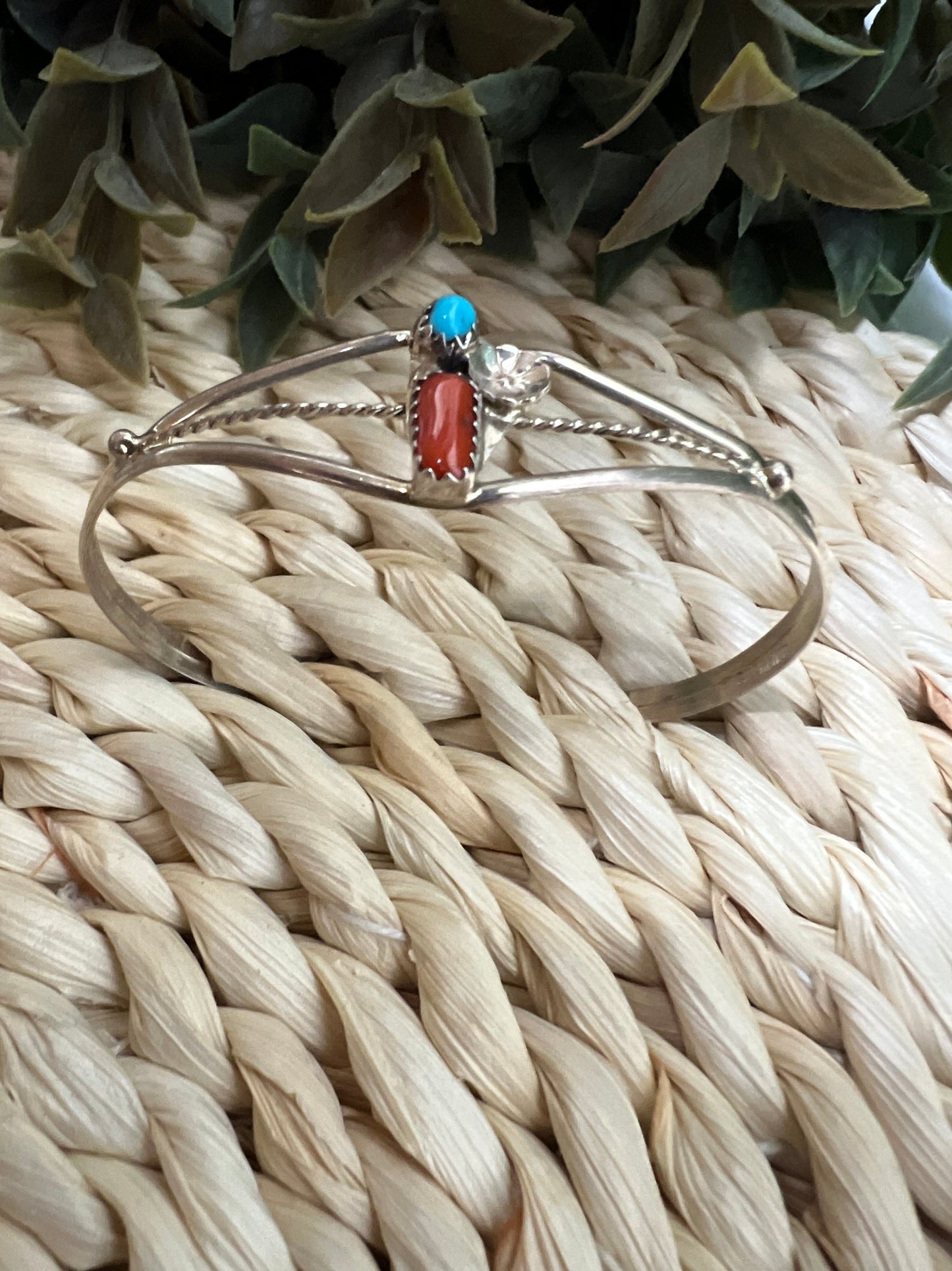 Navajo Turquoise and Coral Bracelet