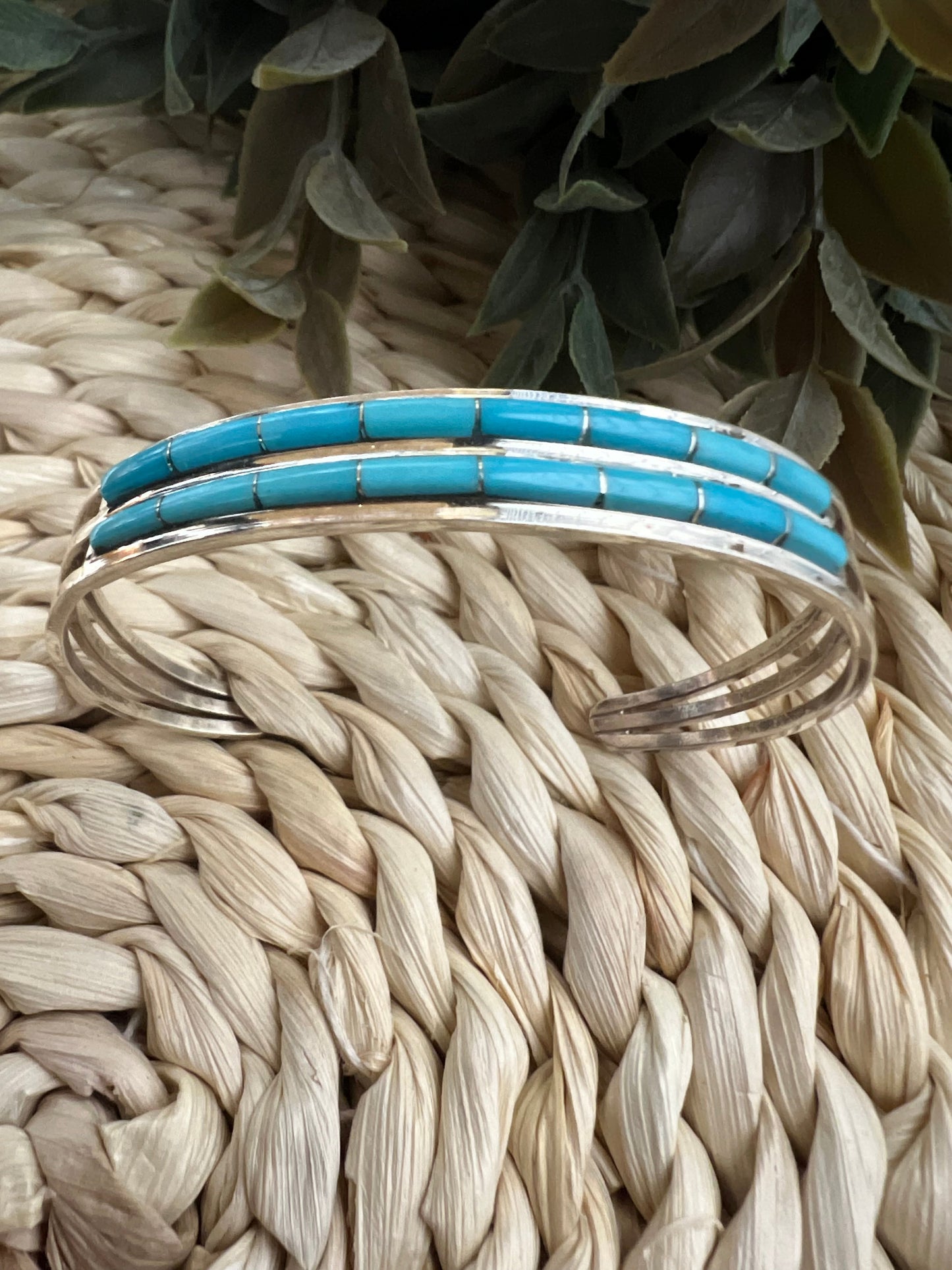 Zuni Inlay 2 Row Turquoise Bracelet